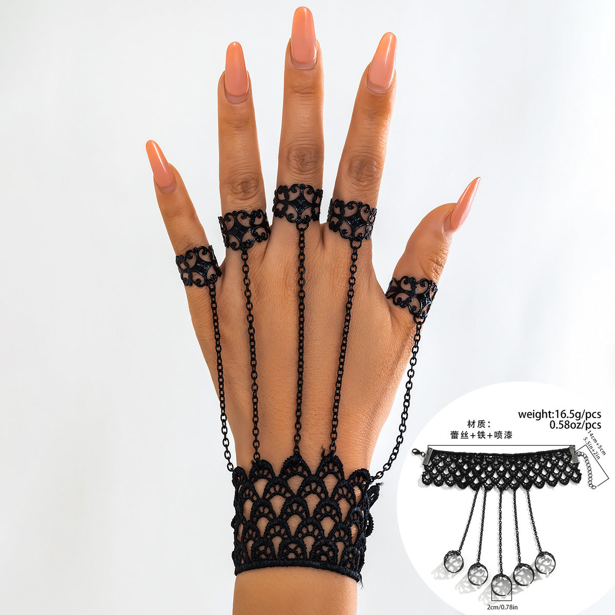 Wholesale Gothic  mitten tapered tassel nail bracelet
